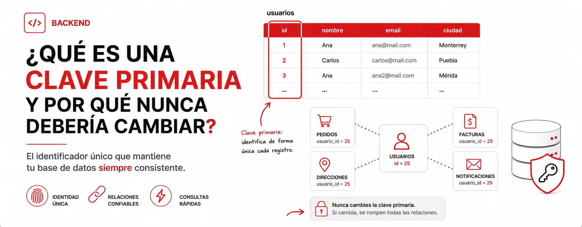 ¿Qué es una clave primaria y por qué nunca debería cambiar?