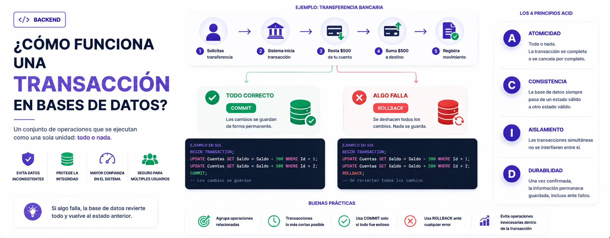 ¿Cómo funciona una transacción en bases de datos?